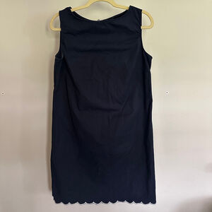 Ann Taylor Navy Scalloped Hem Shift Dress Size 10 Work Cocktail